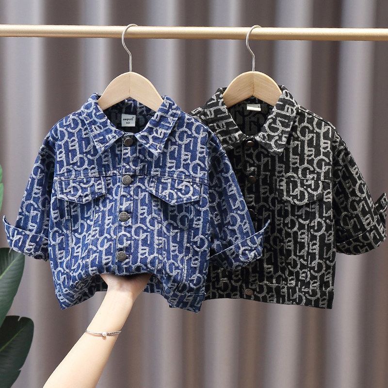 Boys' denim jacket spring and autumn clothes 2021 new Korean style trendy children's foreign style tops children's clothing children's short jacket