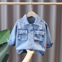 Boy Denim Jacket Tide Children 2021 Spring Autumn Clothing New Korean Version Small And Medium Boy Foreign Air Blouses Baby Boy Clothing Tide