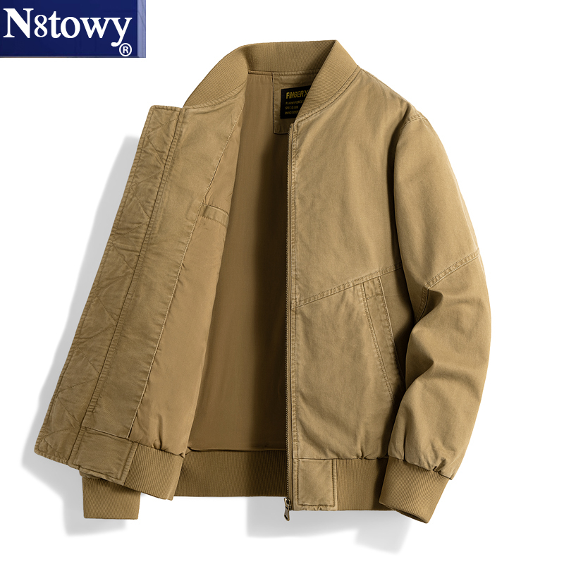 Brand New Autumn Baseball Jacket for Men, Loose American Casual Style, Pure Cotton Workwear Pilot Jacket, Men's Outerwear