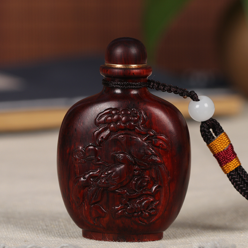 嗅ぎタバコ瓶 ローズウッド 純手彫り 特製工芸品 海外 誕生日 ビジネスギフト 嗅ぎタバコ瓶 ギフトバッグ