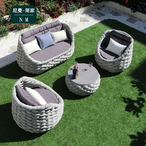 Outdoor Rattan sofa Fujii Chair Furniture Terrace Tea Table Combination Living-room Designer Outdoor Patio Balcony Sofa
