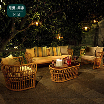 Outdoor Rattan Sofa Combined Furniture Living-room Balcony Leisure Sofa Outdoor Villa Courtyard Terrace Rattan Sofa