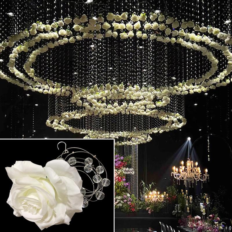 Internet-Famous Wedding Flower Crystal Bead Curtain Bead String Rose Flower Head Pendant Wedding Props Ceiling Decoration Pineapple Beads