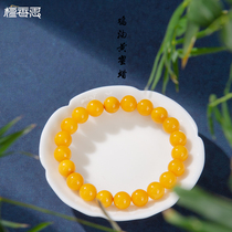 Natural old beeswax bracelets for women chicken fat yellow beeswax amber bracelets Russian beads original mens Buddhist beads and toy