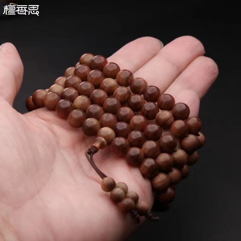 Black Oil Tiger Tattoo India Old Mountain Sandalwood Handstring 108 Tiger Leather Tattoo Black Meat Sink Water Hand Chain Buddha Beads Candida Natural-Taobao