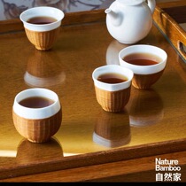 Nature home porcelain body bamboo buckle porcelain tea cup set bamboo products handicraft tea cup handmade tea ceremony gifts