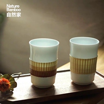Nature home non-heritage bamboo buckle porcelain Japanese tea set bamboo shadow Cup Single Cup Jingdezhen water Cup home set gift