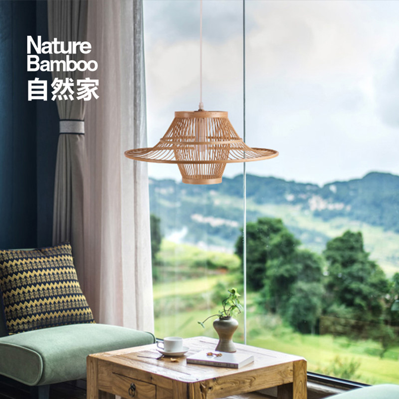 Natural Home Ancient Wind Bamboo Art Corn Pendant Lamp Creative Luminaire Chinese Lamps Home Dining Hall Day Style Handmade Wood