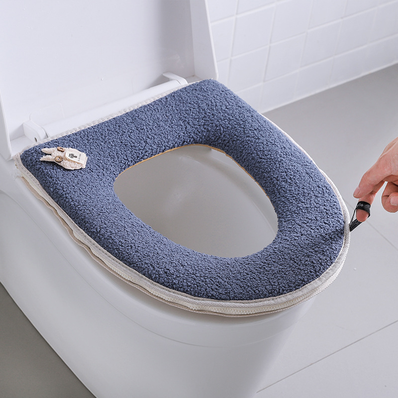 2597 toilet seat cushion household toilet cushion autumn and winter thickened zipper toilet seat toilet ferrule toilet seat