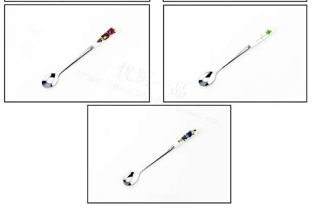 Mẫu gốm sáng tạo tay cầm bằng thép không gỉ múc cà phê thìa khuấy thìa kem dài tay cầm thìa sữa bột thìa - Cà phê phin cafe sứ