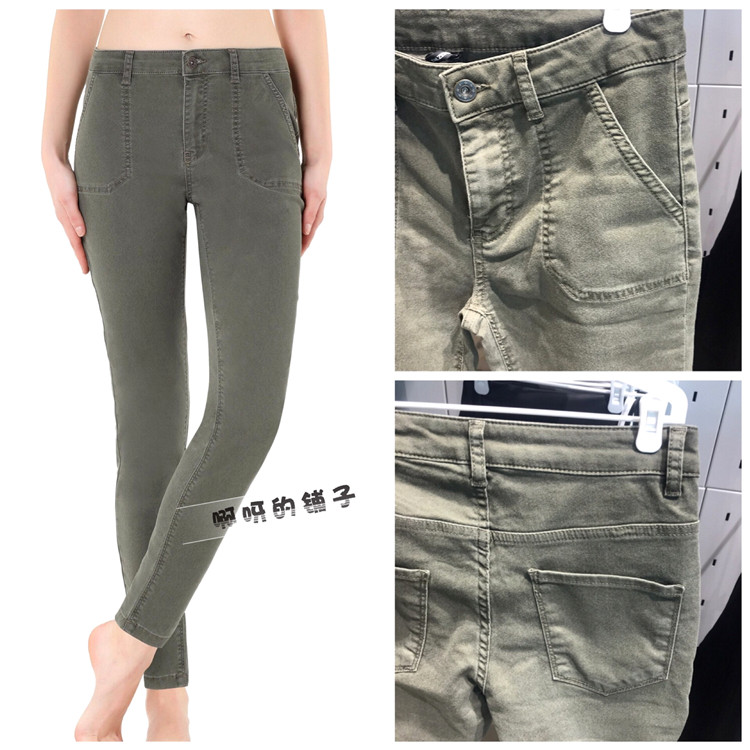 (Spot) Calzedonia Army Green Side Pocket Jeans Women's Fashion Skinny Pants