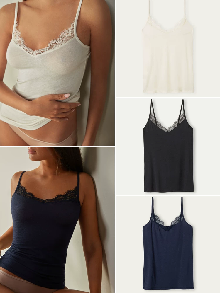 Intimissimi женский однотонный кашемир модал кружевной безрукавный топ сексуальное бельё