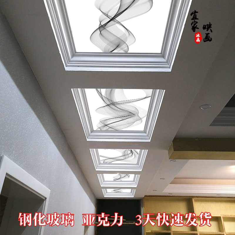 Modern minimalist ceiling decoration Light luxury 3d art glass ceiling hollow lattice entrance ceiling translucent acrylic