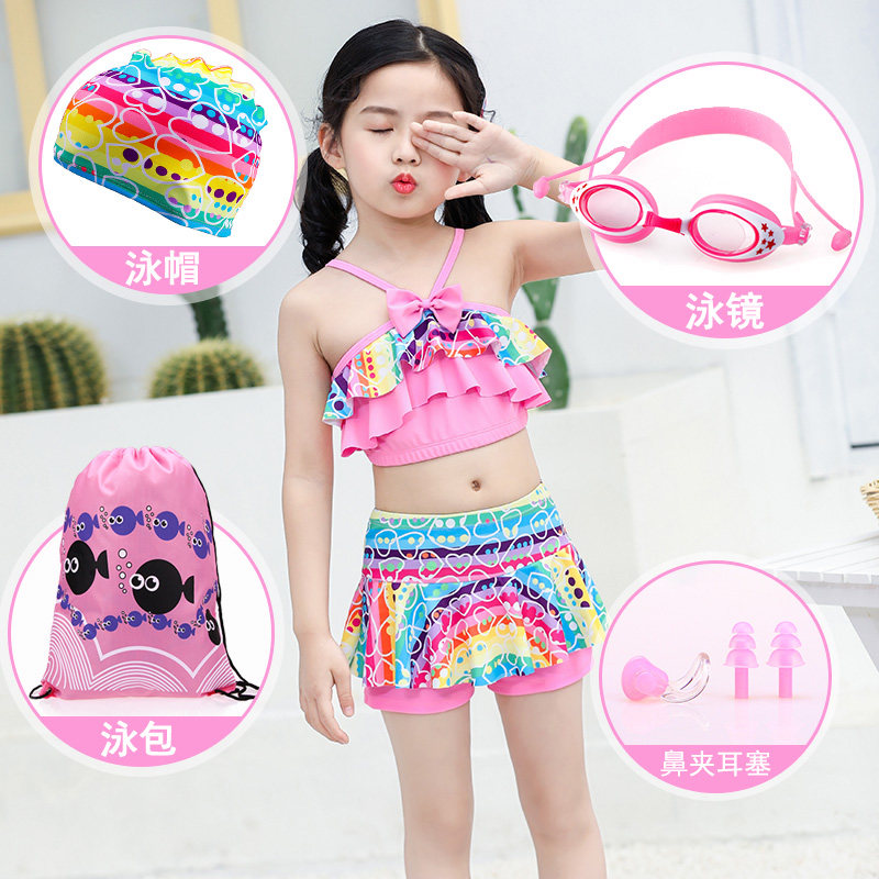 Baby Swimsuit Girls Korean One-piece Skirt Flat angle children cute split bikini Swimsuit Girls swimming suit