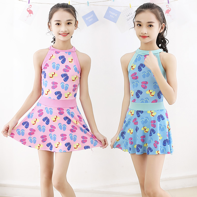2020 girls swimsuit baby small middle middle girl Han edition skirt flat skirt student swimsuit