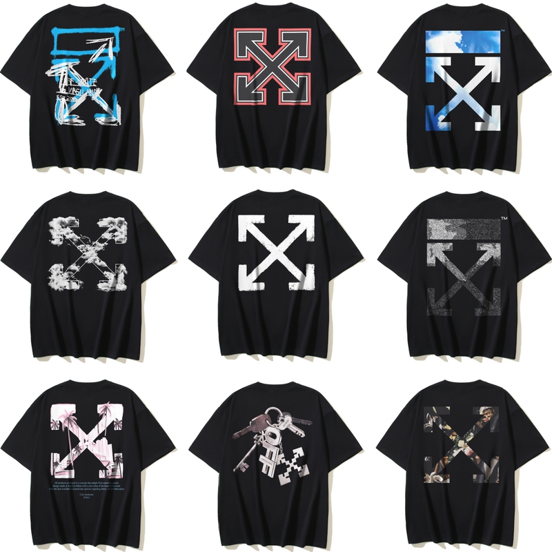 Trendy Brand Off-White Religious Graffiti Arrow Short-Sleeve Men's Loose Ow Half-Sleeve T-Shirt Couple Pure Cotton Women's Gradient Trendy Brand Off-White Religious Graffiti Arrow Short-Sleeve Men's Loose Ow Half-Sleeve T-Shirt Couple Pure Cotton Women's Gradient