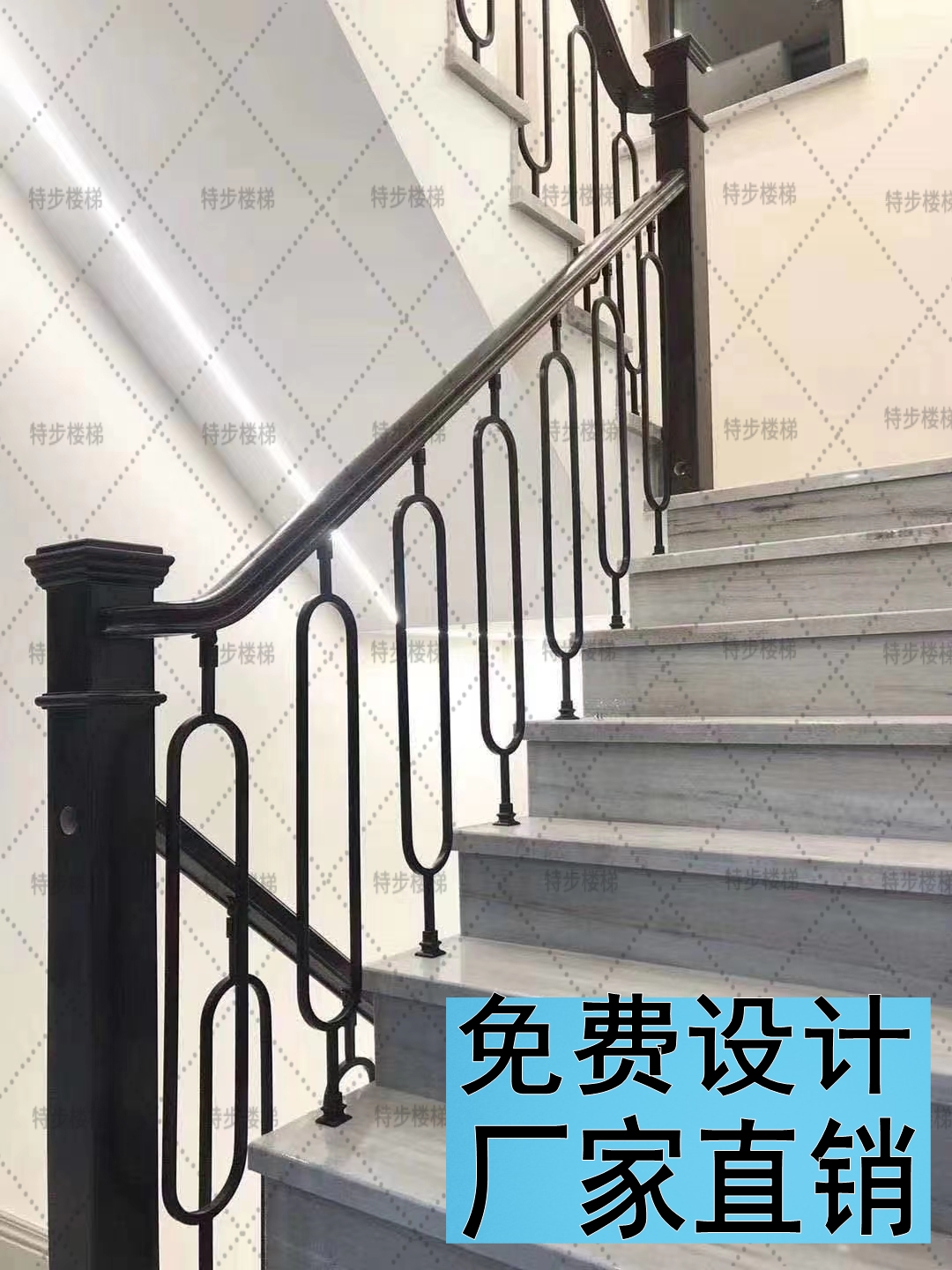 Indoor stair handrail Solid wood household modern simple balcony fence Duplex Wrought iron stair column Villa fence