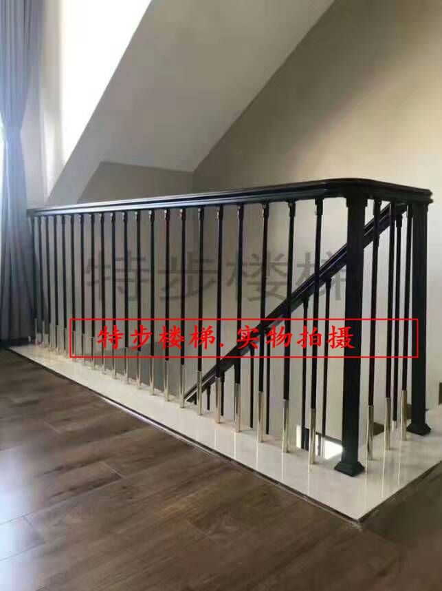 European style stair handrail wrought iron solid wood paint handrail modern minimalist villa bay window wrought iron railing staircase