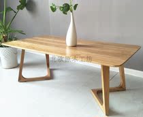 Nordic log workshop white oak wood full solid wood minimalist Turn Leg Tea Table small family type tea table