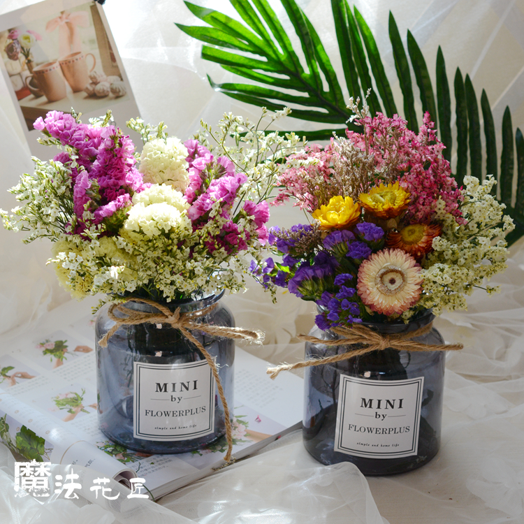 Ins Nordic Forget Me Dry Flower Vase Home With Mini Glass Vase