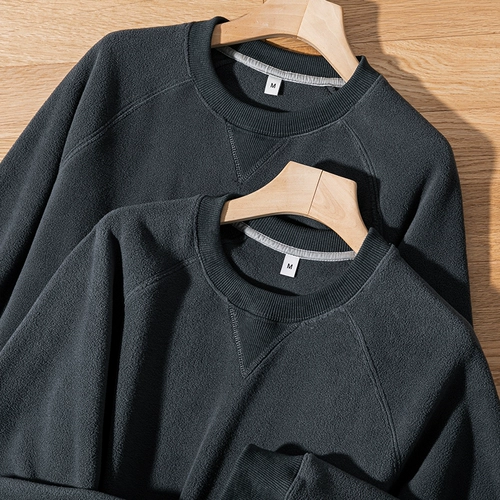 Ретро двусторонная бархатная зимняя цветная флисовая толстовка подходит для мужчин и женщин, в американском стиле