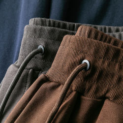Japanese Retro Heavyweight Spring and Autumn Solid Color Terry Cloth Casual Pants Loose Versatile Sweatpants Cuffed Jogger Pants for Men
