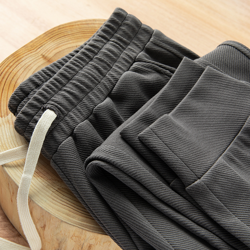 High-End Dark Gray 300g Heavyweight High-Quality Twill Cotton Casual Pants, Vintage Solid Color Jogger Sweatpants for Men and Women