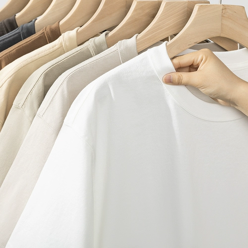 Ретро хлопковая однотонная футболка, в американском стиле, оверсайз