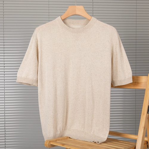 Летний трикотажный свитер, мужская однотонная футболка с коротким рукавом для отдыха