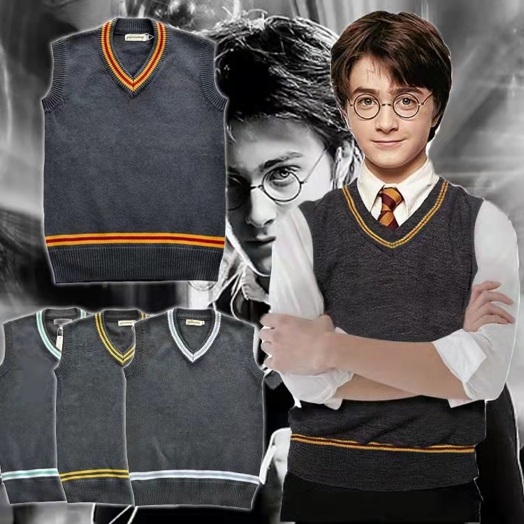 【Harry Potter V-Neck Pure Cotton Sweater】Gryffindor Cos Everyday Wear Unisex Pullover Vest Long Sleeve 【Harry Potter V-Neck Pure Cotton Sweater】Gryffindor Cos Everyday Wear Unisex Pullover Vest Long Sleeve