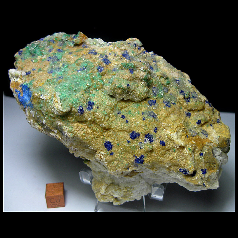 The blue copper mine on the bedrock of CU2205KEy* gypsum (Guizhou Sunny 12cm396g) Azurite