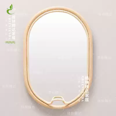 Greentenda vine wall decoration round mirror bathroom mirror silver mirror cosmetic room decoration wall mirror craft gift decoration specialty homestay