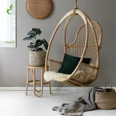 Greentenda ins real Vine sling basket rattan chair adult rocking chair indoor hanging chair outdoor balcony hanging basket lazy