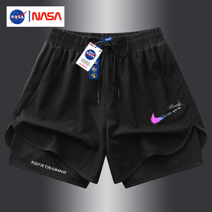 Nasa Sports Shorts 2025 Summer New Model Unisex Sports Quarter-Length Shorts Ice Silk Breathable Quick-Dry Shorts Trendy Three-Quarter-Length Shorts