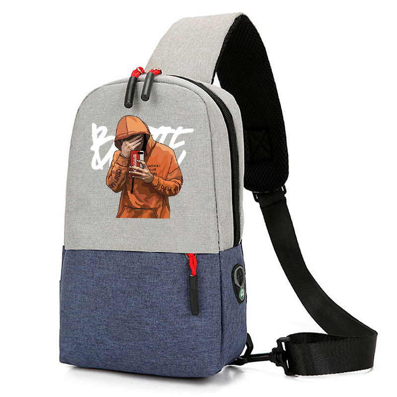 Hip-hop fashion brand chest bag men's bag student shoulder messenger bag canvas 10 inch flat ipad small backpack