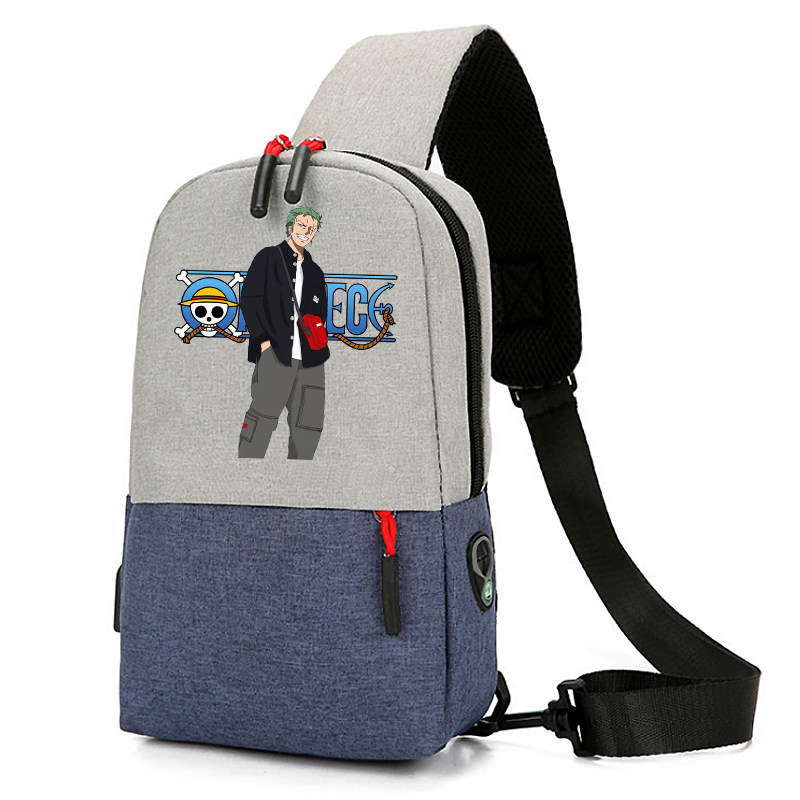 One Piece King Sauron Joint Personality Fashion Leisure Chest Bag Men's One Shoulder Messenger Bag Canvas Small Backpack Tide Brand Student