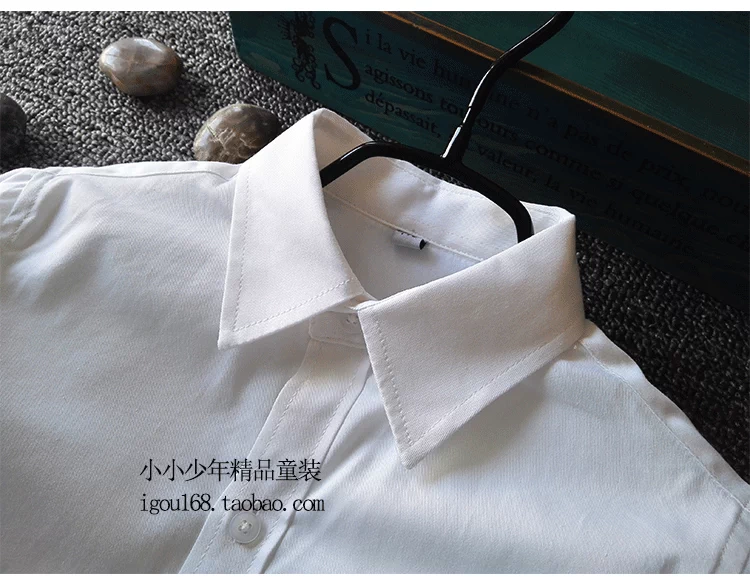 Áo sơ mi trắng tay dài cho bé trai và bé gái kho báu chất béo cộng với phân bón XL áo sơ mi biểu diễn quần áo đồng phục tiểu học và trung học áo kiểu suông bé gái