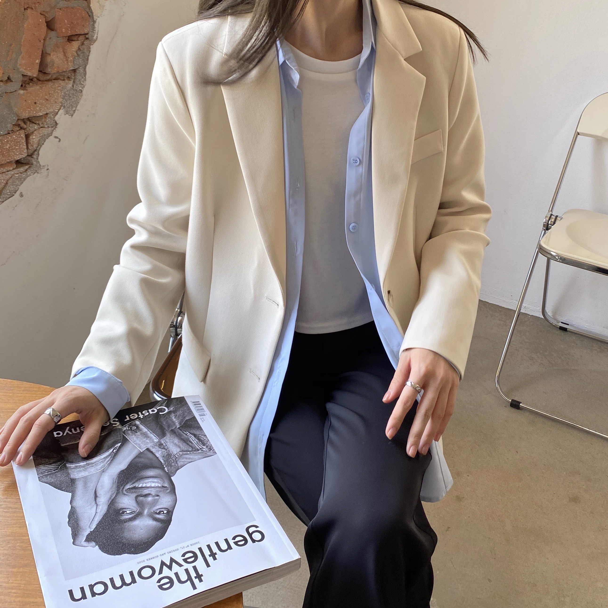 VEEE Fall 2021 New Classic Korean Edition Loose Fit Good Silhouette Slim Blazer Women