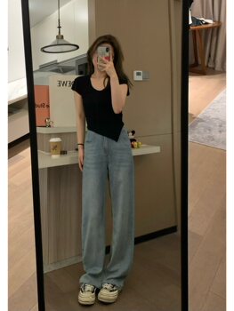 Cool tencel jeans slimming jeans ສີຟ້າອ່ອນ
