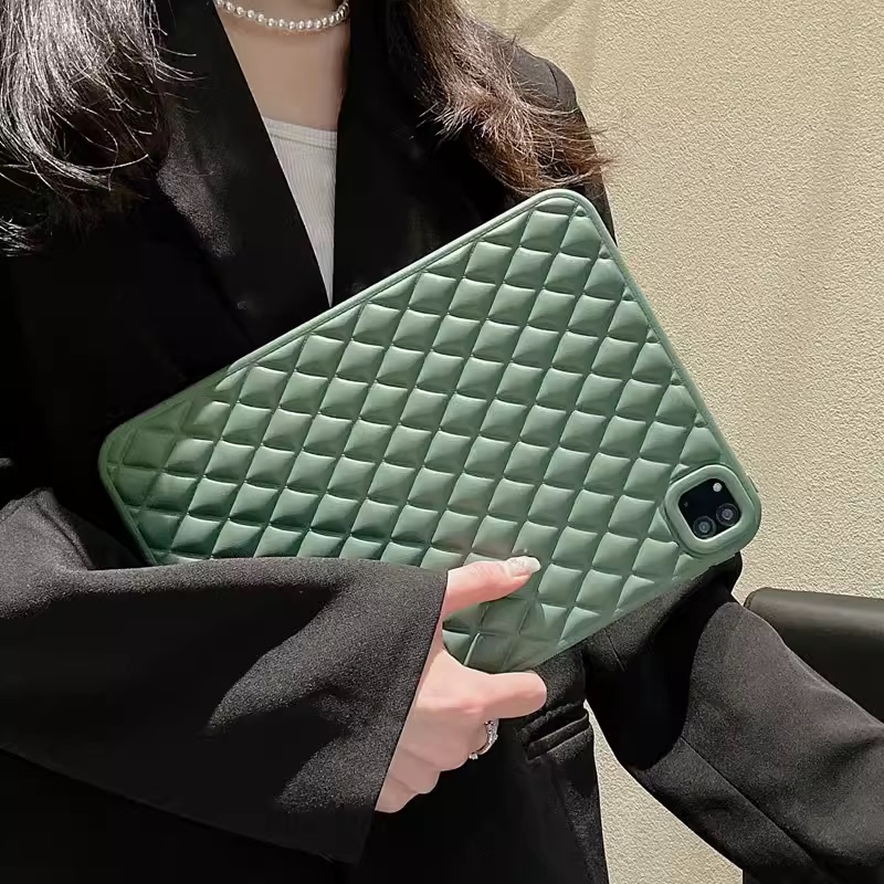 Tweed Style ins Quilted Texture iPad Pro 11 Tablet Protective Case Single Cover Without Back Cover 10Th Generation/ 10.9inch Soft Case Full Coverage 10.2inch /Air5/Mini6/9.7 Shockproof Mini45