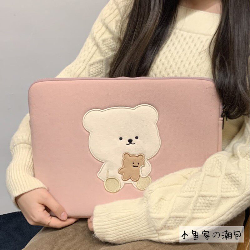 South Korea's same BAMTOR cute bear cartoon hand holding shock-proof IPAD bag 13 inch 15 inch laptop bag