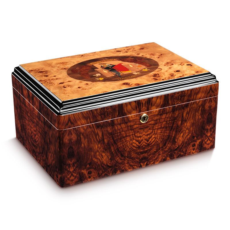 Cigar Box, Richly Fragrant, Imported Spanish Cedar Wood, Large Capacity, Piano Lacquer Finish, Cigar Double-Layer Moisturizing Box