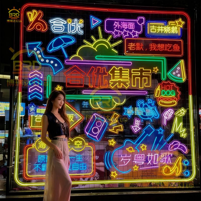 Night Market Popular Wall Neon Lights Led Traffic-Attracting Props Photo-Taking and Social Media-Worthy Styling Decorative Background Wall Beauty-Enhancing Lighting