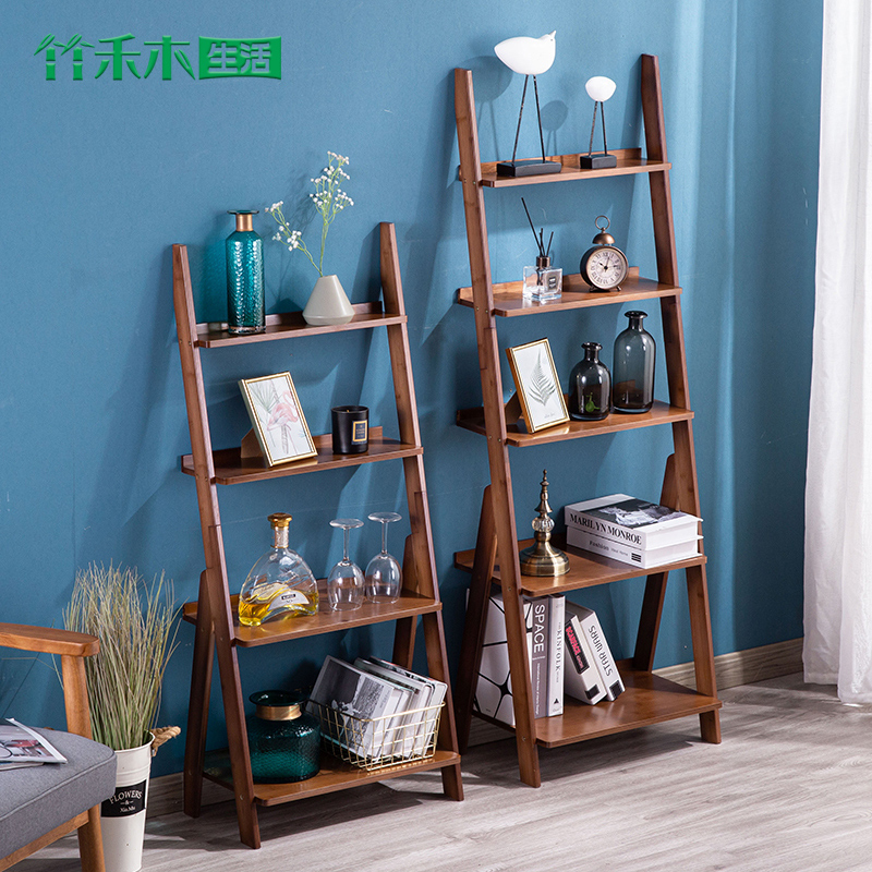 Bookshelf trapezoidal shelf Living room wall shelf Bedroom wall flower rack Floor-to-ceiling corner shelf Multi-layer rack
