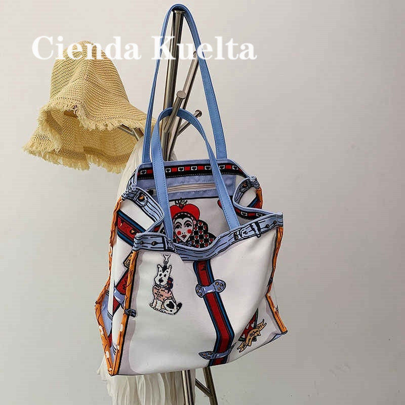 Cienda Kuelta Bag Women's Large Capacity 2021 New Trendy Fashion Canvas Bag Lightweight Versatile Shoulder Bag