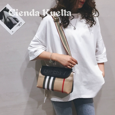 Cienda Kuelta bag girl 2021 new trend fashion canvas broadband slanted carry bag light bag summer