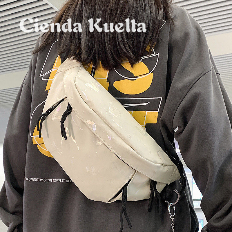 Cienda Kuelta bag girl 2021 new tide-hocked fad sabbage canvas casual chest bag summer