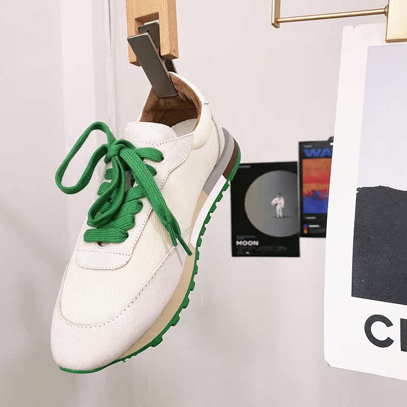 Niche Retro Casual All-match Thick-soled Breathable Single Shoes Forrest Gump Shoes Mesh Stitching Sports Shoes Comfortable German Training Shoes