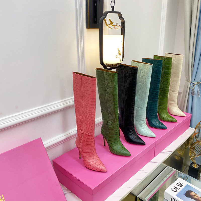 Ex-boyfriend European and American style 2022 new crocodile pattern thin high boots but knee temperament fashion straight boots ins