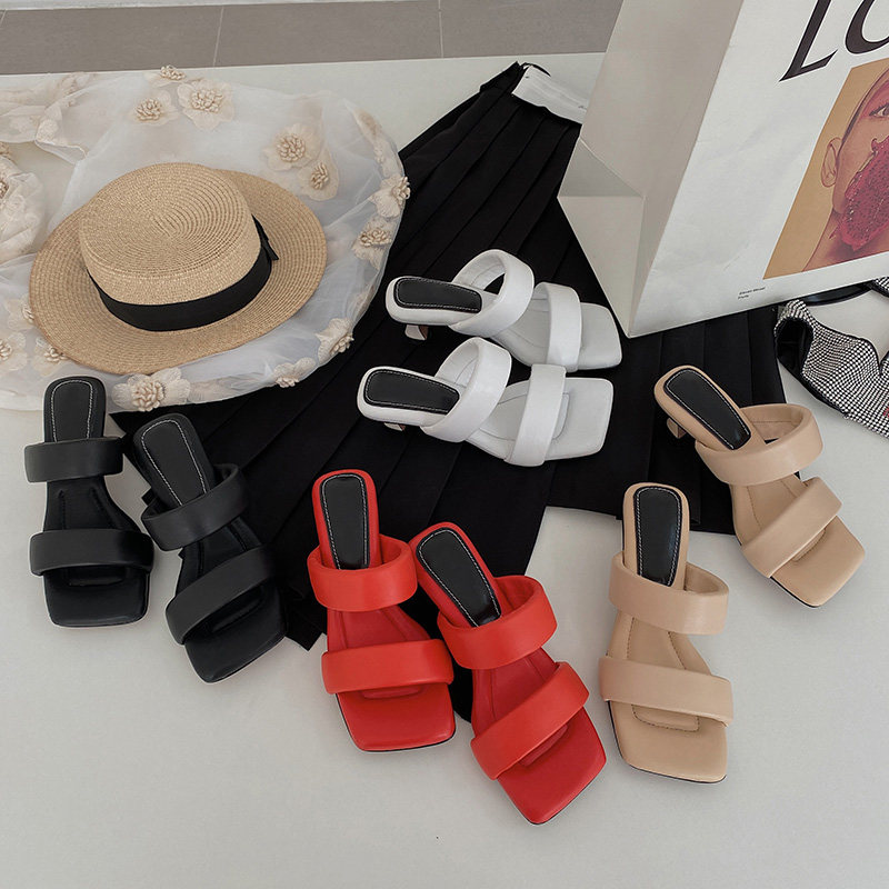 The French temperament ruffled with sandals 2022 The new summer fairy wind is thin and coarse with high heel sandals